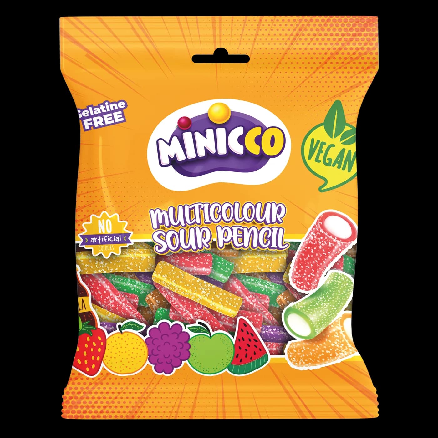 Minicco Bitesize Sour Pencil Multicolour 80g
