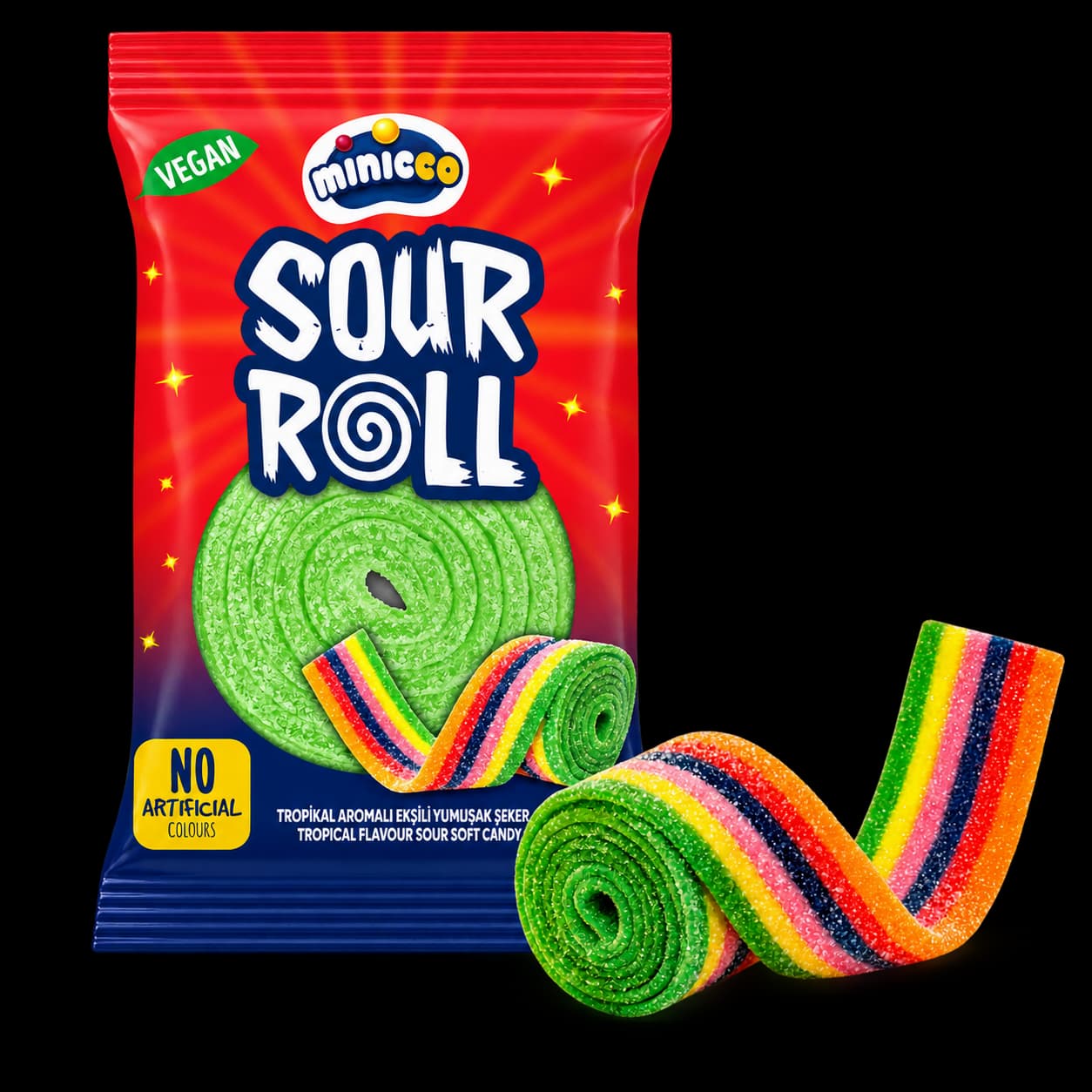 Minicco Sour Roll Mixed Fruit 40g