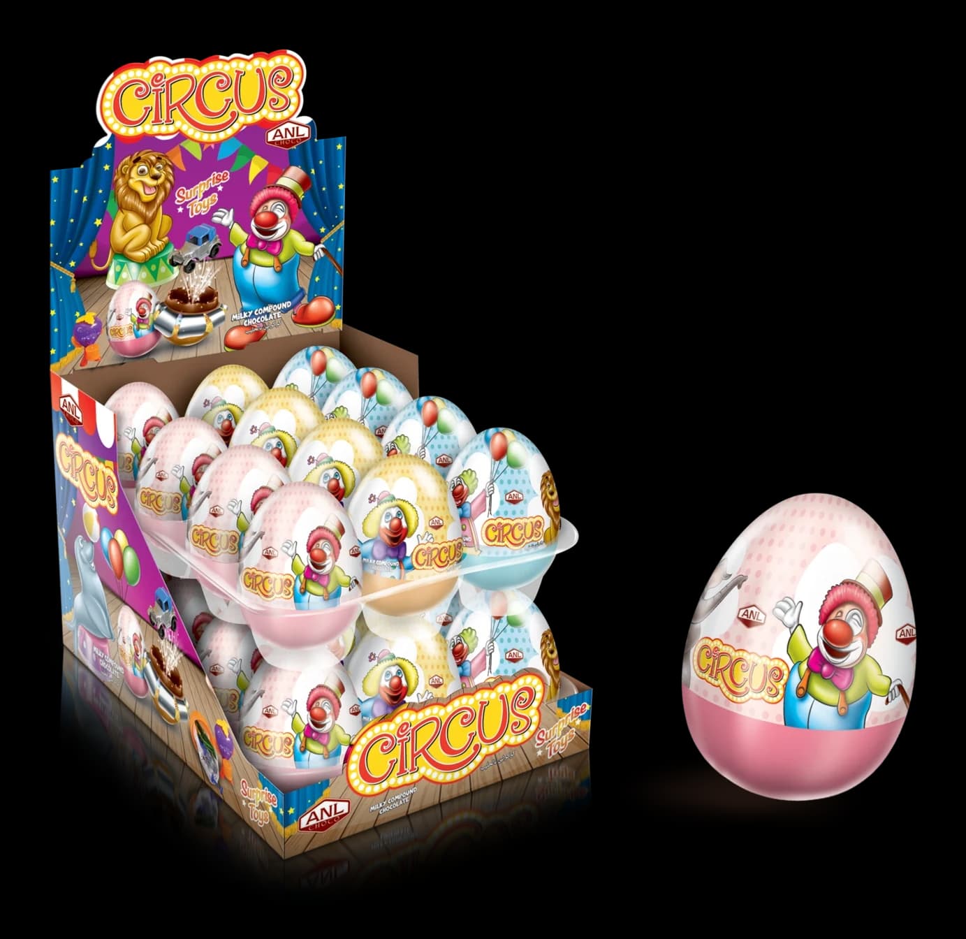 Circus Milky Chocolate Surprise Egg display