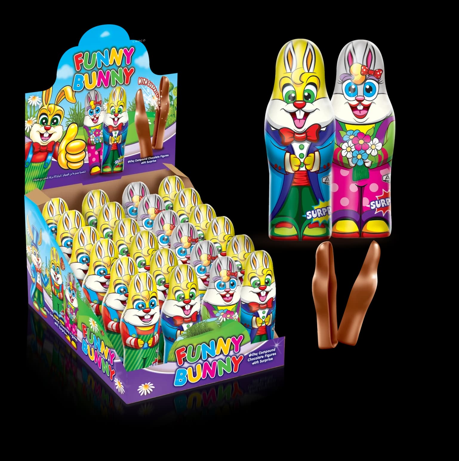 Funny Bunny Milky Chocolate Figure display