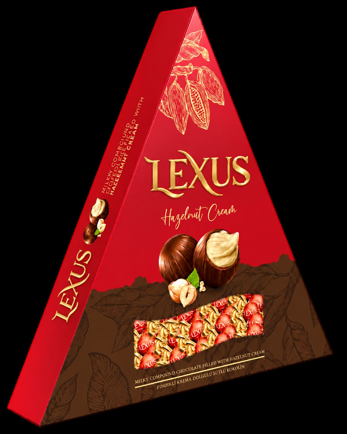 Lexus Dreieck-Geschenkbox mit Haselnusscreme