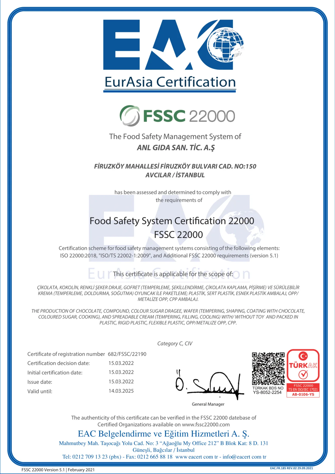 Vorheriges FSSC 22000 Zertifikat