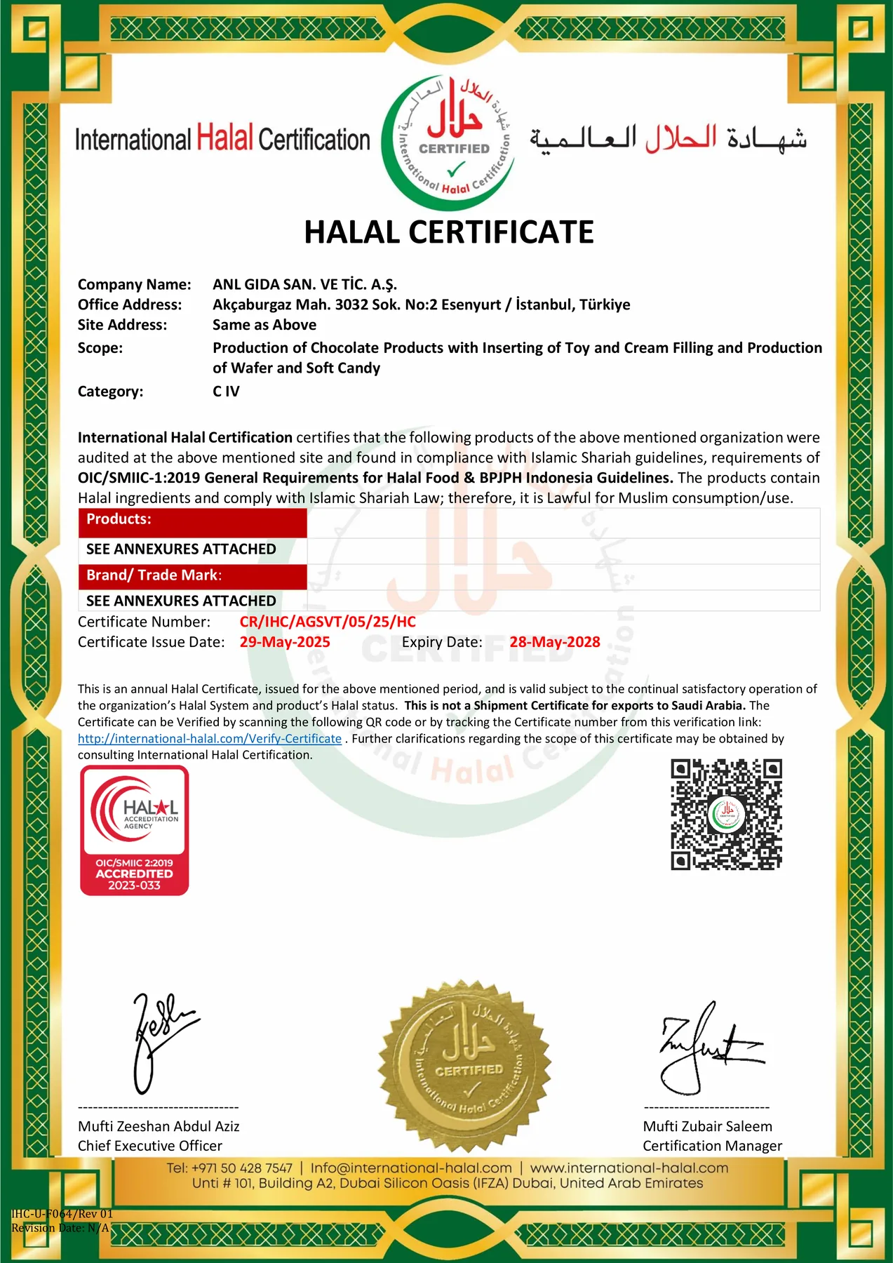 IHC Halal-Zertifikat