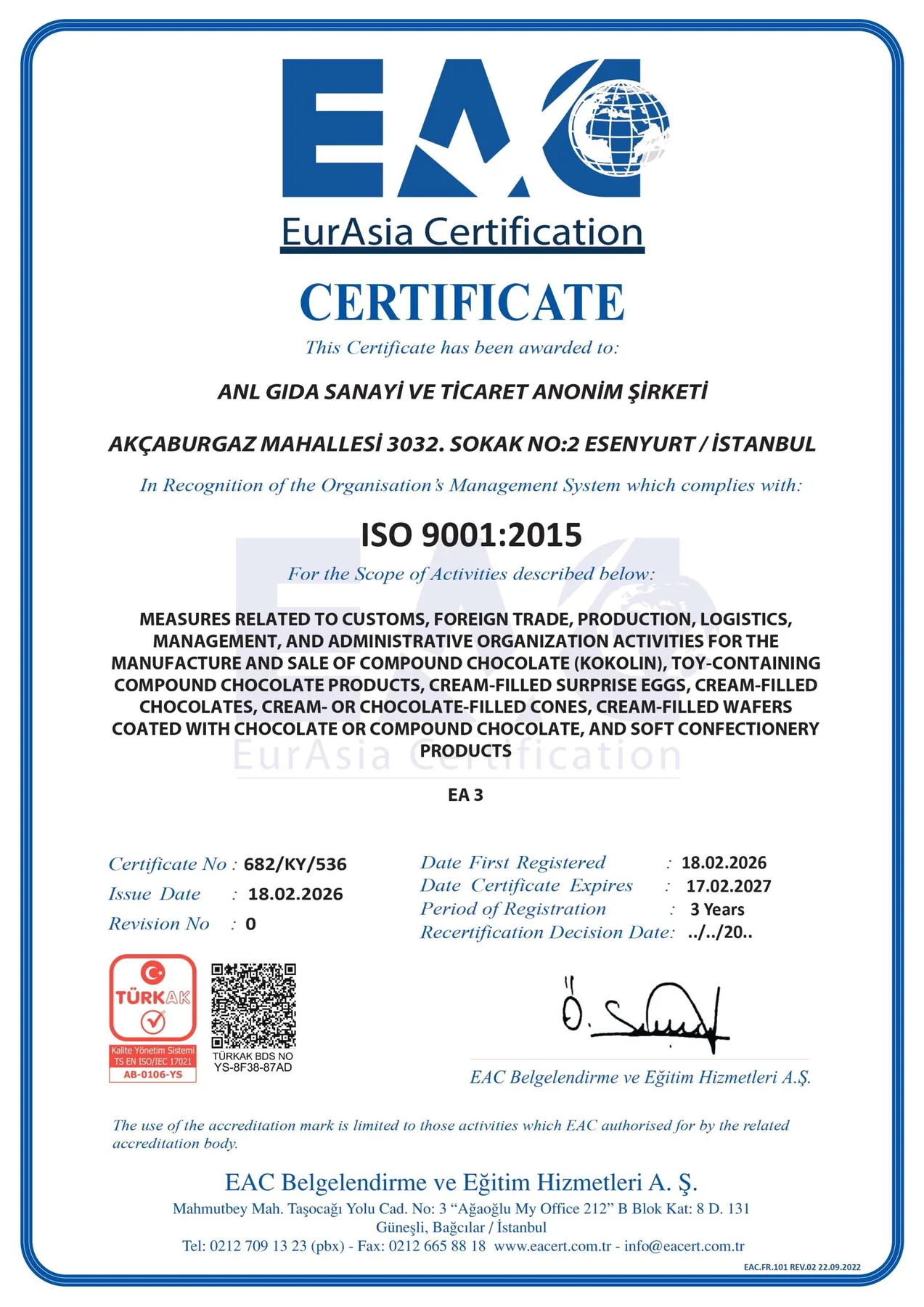 ISO 9001 Qualitätsmanagement-Zertifikat - Englisch